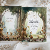 Woodland Baby Shower Menü Karte Waldtiere