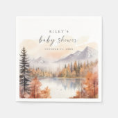 Woodland Baby Shower Paper Napkins Fall Mountains Serviette (Vorderseite)