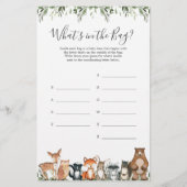 Woodland Baby Shower rät, was im Bag Game ist (Vorderseite)