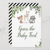 Woodland Baby Shower - Raten Sie mal das Baby Food Einladung (Vorne/Hinten)