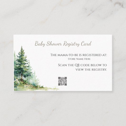 Woodland Baby Shower • Registry Card Visitenkarte (Vorderseite)