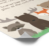 Woodland Baby Shower Say Baby Game Sign Poster (Ecke)