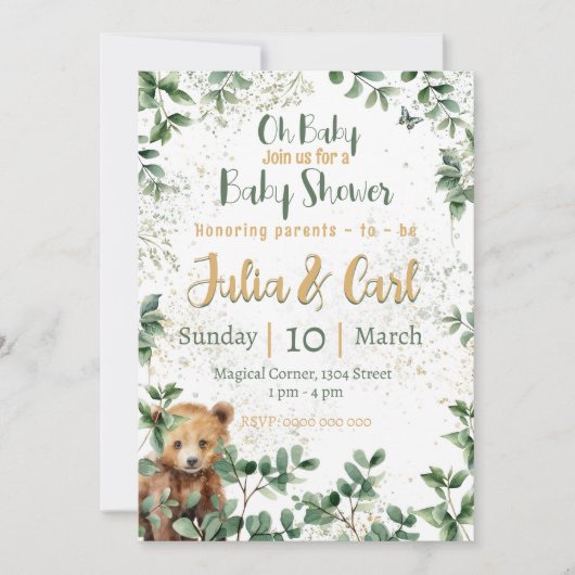 Woodland Baby Shower serries 02 Einladung (Vorderseite)