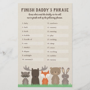 Woodland-Baby-Shower-Spiel: Vollende Daddys Satz-S Flyer