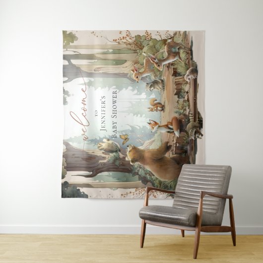 Woodland Baby Shower Tapestes Wandteppich (Beispiel)