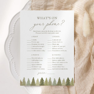 Woodland Baby Shower Was auf Ihrem Handyspiel steh Einladung