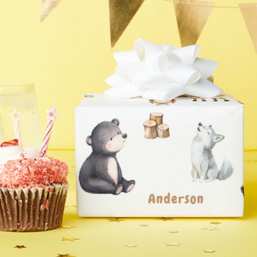 Woodland Baby Shower White Giftwrapping Paper Geschenkpapier (Geburtstagsparty)