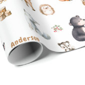 Woodland Baby Shower White Giftwrapping Paper Geschenkpapier (Rolleneckpunkt)