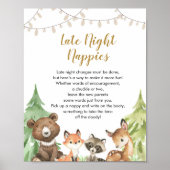 Woodland Baby Shower Wild Late Night Napps Poster (Vorne)