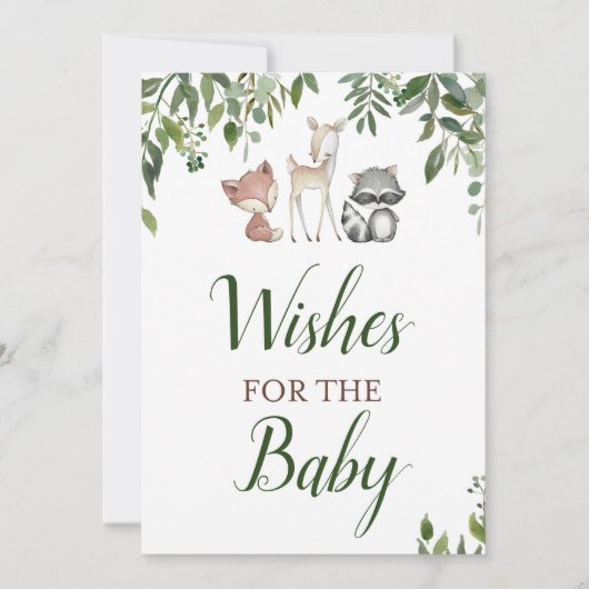 Woodland Baby Shower - Wünsche nach Babyzeichen 12 Einladung (Vorderseite)