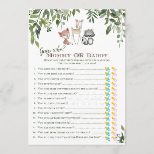 Woodland Baby Shows Ratet, wer Mama oder Papa Spie Einladung