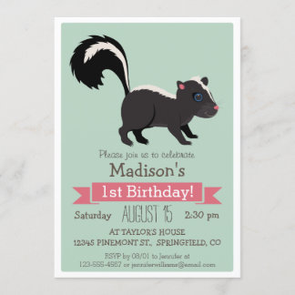Woodland Baby Skunk Geburtstagsparty Einladung