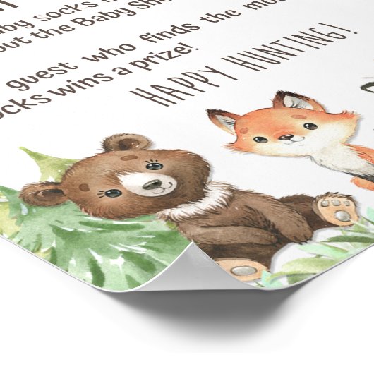 Woodland Baby Sock Hunt Duschgel Spielzeichen Poster (Ecke)