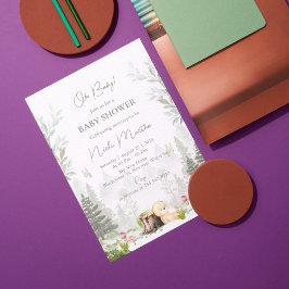 Woodland Babydusche Aufarbeitbare Einladung