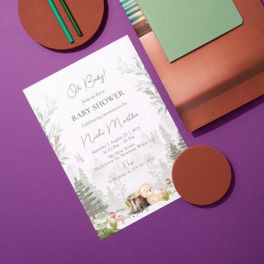 Woodland Babydusche Aufarbeitbare Einladung