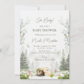 Woodland Babydusche Aufarbeitbare Einladung (Vorderseite)