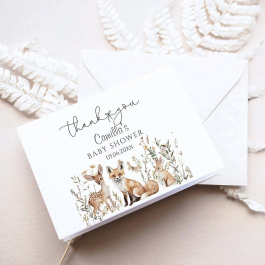 Woodland Babydusche Dankeskarte