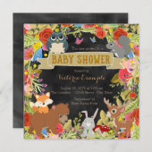 Woodland Babydusche Einladung (Vorne/Hinten)