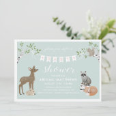 Woodland Babydusche Einladung (Stehend Vorderseite)