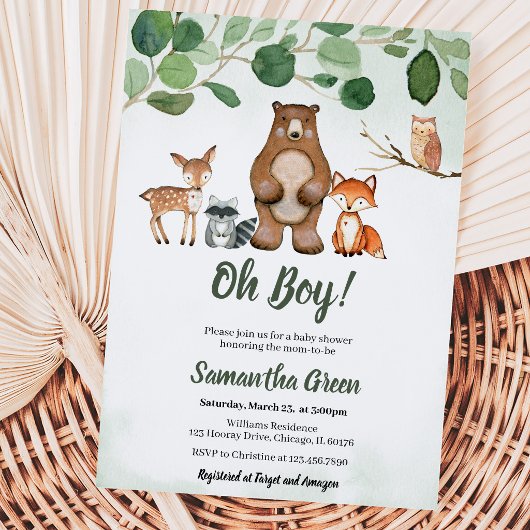 Woodland Babydusche Einladung