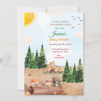 Woodland Babydusche Einladung
