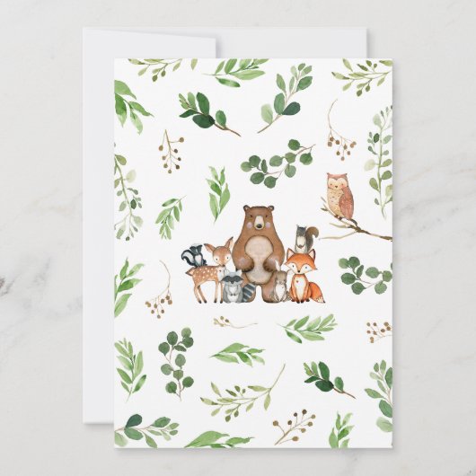 Woodland Babydusche Einladung (Rückseite)