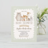 Woodland Babydusche Einladung Whimsical Dusche (Stehend Vorderseite)