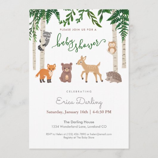 Woodland Babydusche | geschlechtsneutral Programm (Vorderseite)