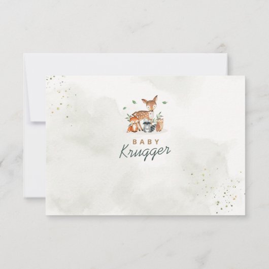 Woodland Babydusche Grüne Danke, Karte (Rückseite)