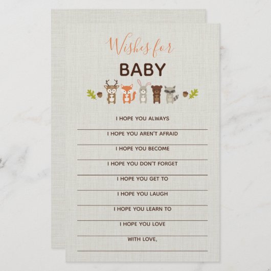 Woodland Babydusche Keepake - Wünsche für Baby (Vorne/Hinten)