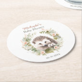 Woodland Babydusche mit Niedlichem Igel Runder Pappuntersetzer (Angewinkelt)