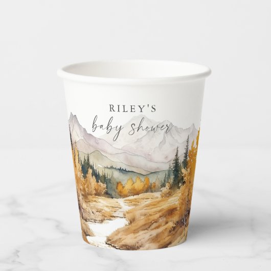 Woodland Babydusche Papier Cup Rustikaler Wald Jun Pappbecher (Vorderseite)