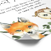 Woodland Babydusche schätzt das süße Mess-Zeichen Poster (Ecke)