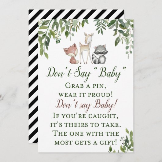 Woodland Babydusche Spt Say Baby-Zeichen 12x18 Einladung (Vorne/Hinten)