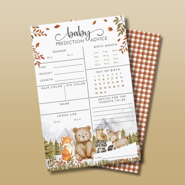 Woodland Babydusche Vorhersage Party Games (Von Creator hochgeladen)