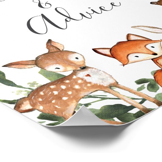 Woodland Babydusche Vorhersagen und Ratschläge Unt Poster (Ecke)