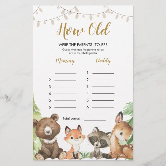 Woodland Babydusche wie alt waren die Eltern (Vorderseite)