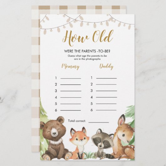 Woodland Babydusche wie alt waren die Eltern (Vorne/Hinten)