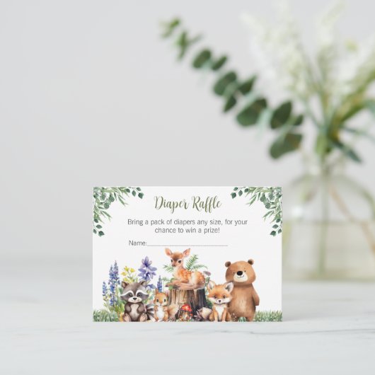 Woodland Babydusche | Windelruderkarte Begleitkarte (Stehend Vorderseite)