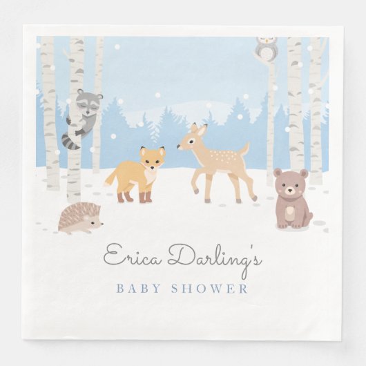 Woodland Babydusche | Winterwald Serviette (Vorderseite)
