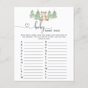Woodland Babyname Race Baby Dusche
