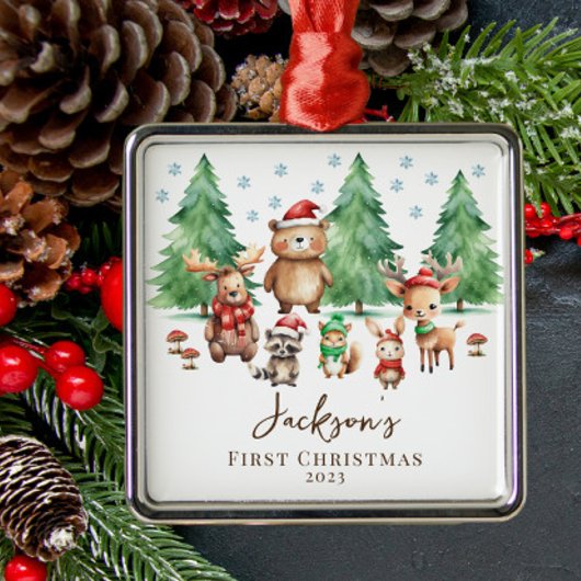 Woodland Baby's 1. Weihnachten Ornament Aus Metall