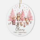 Woodland Baby's 1ST Christmas 2 Sided Foto Keramik Ornament (Links)
