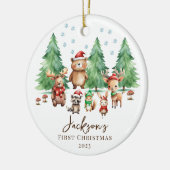 Woodland Baby's 1ST Christmas 2 Sided Foto Keramik Ornament (Links)
