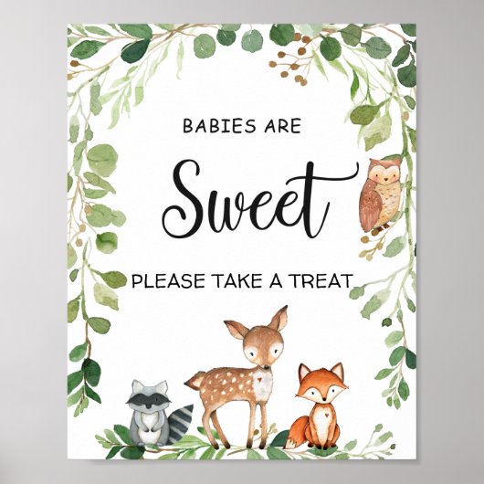 Woodland Babys sind ein süßes Baby Duschzeichen Poster (Vorne)