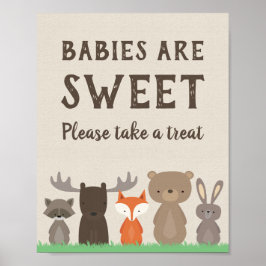 Woodland Babys sind süß Bitte nehmen Sie eine Leck Poster