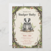 Woodland badger baby shower einladung (Vorderseite)