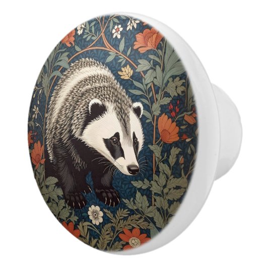 Woodland Badger William Morris Inspiriert Keramikknauf (Rechts)