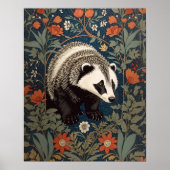 Woodland Badger William Morris Inspiriert Poster (Vorne)
