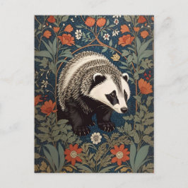 Woodland Badger William Morris Inspiriert Postkarte
